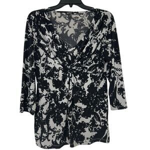 Y2K Daisy Fuentes Black Gray Abstract Print Babydoll Top Whimsigoth Moody Large